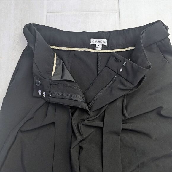 Women's Calvin Klein Trousers Wide Leg Pants Black Belt Loop High-Waisted 8 EUC - Picture 4 of 7